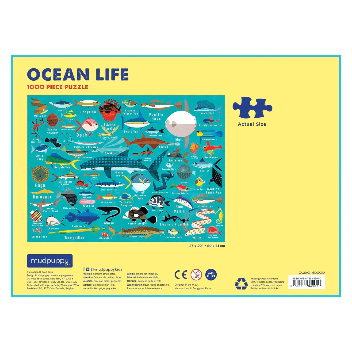 Mudpuppy Ocean Life puzzle 1000 piese pesti