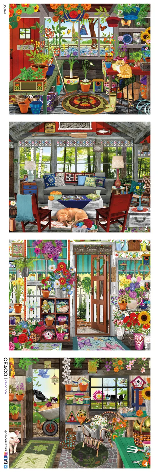 Ceaco Tracy Flickinger Multipack puzzle 4x500 piese interior