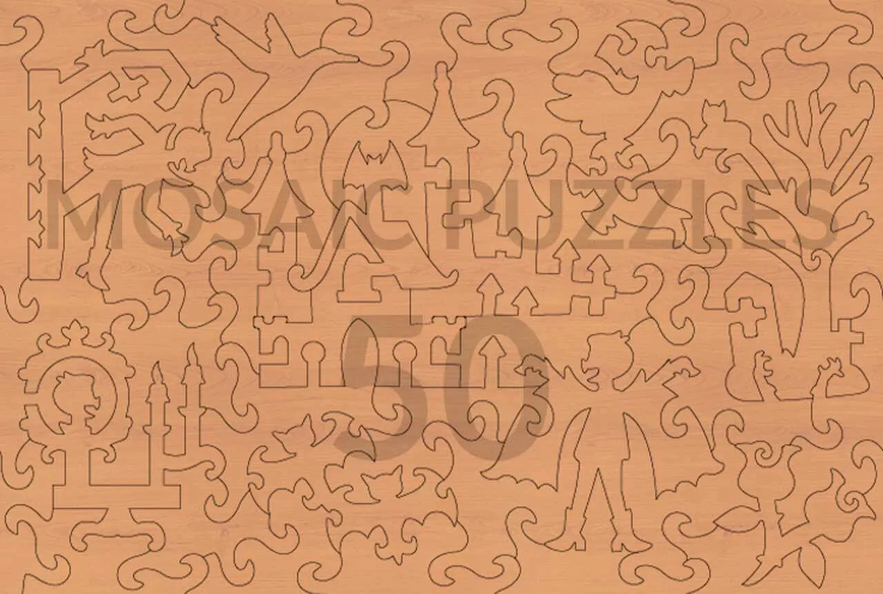 Mosaic Dracula's Chamber puzzle lemn 50 piese copii fantezie