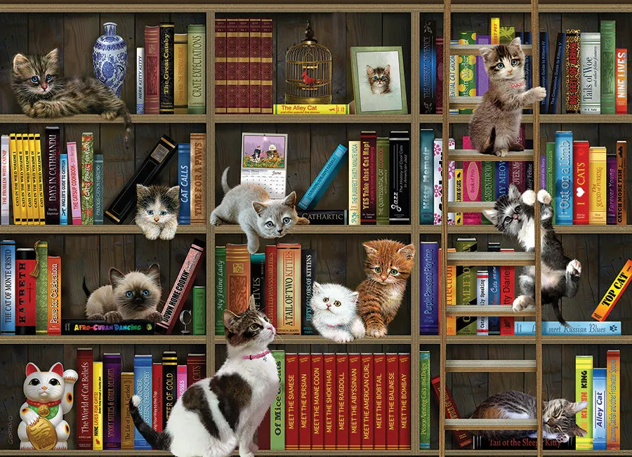 Cobble Hill Kitty Librarians puzzle 1000 piese cărți