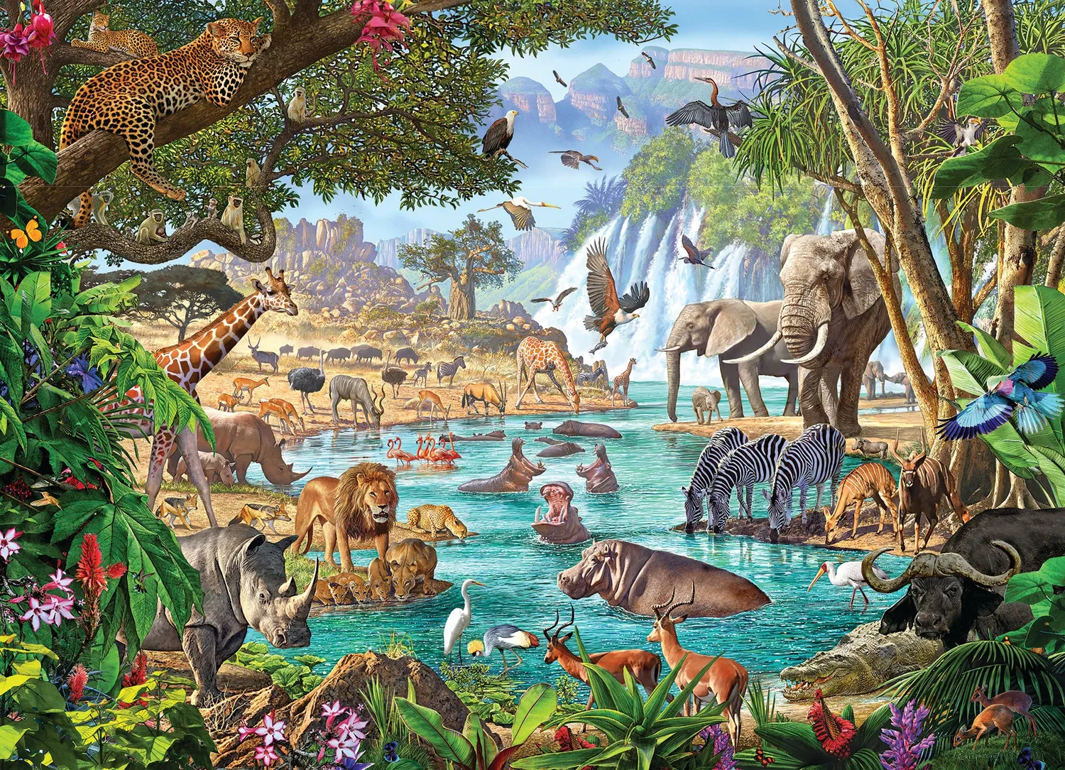 Cobble Hill Family River of Life puzzle 350 piese jungla
