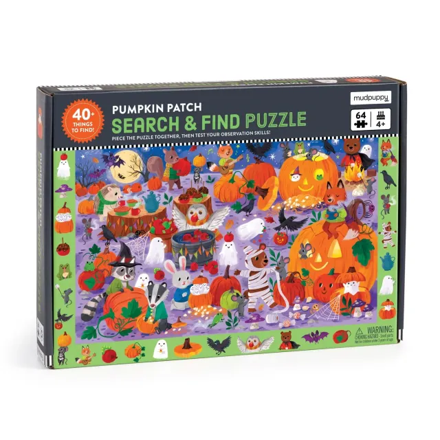 Mudpuppy Pumpkin Patch puzzle 64 piese search find Halloween