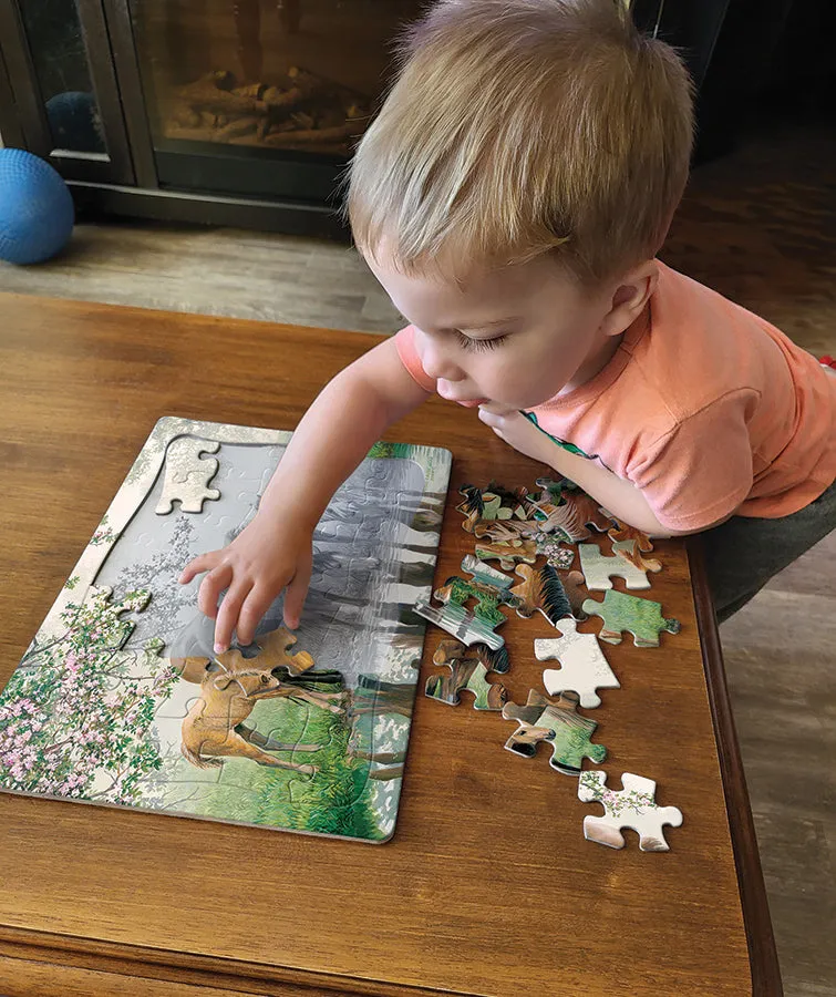 Cobble Hill Watering Hole puzzle tavă 35 piese cai