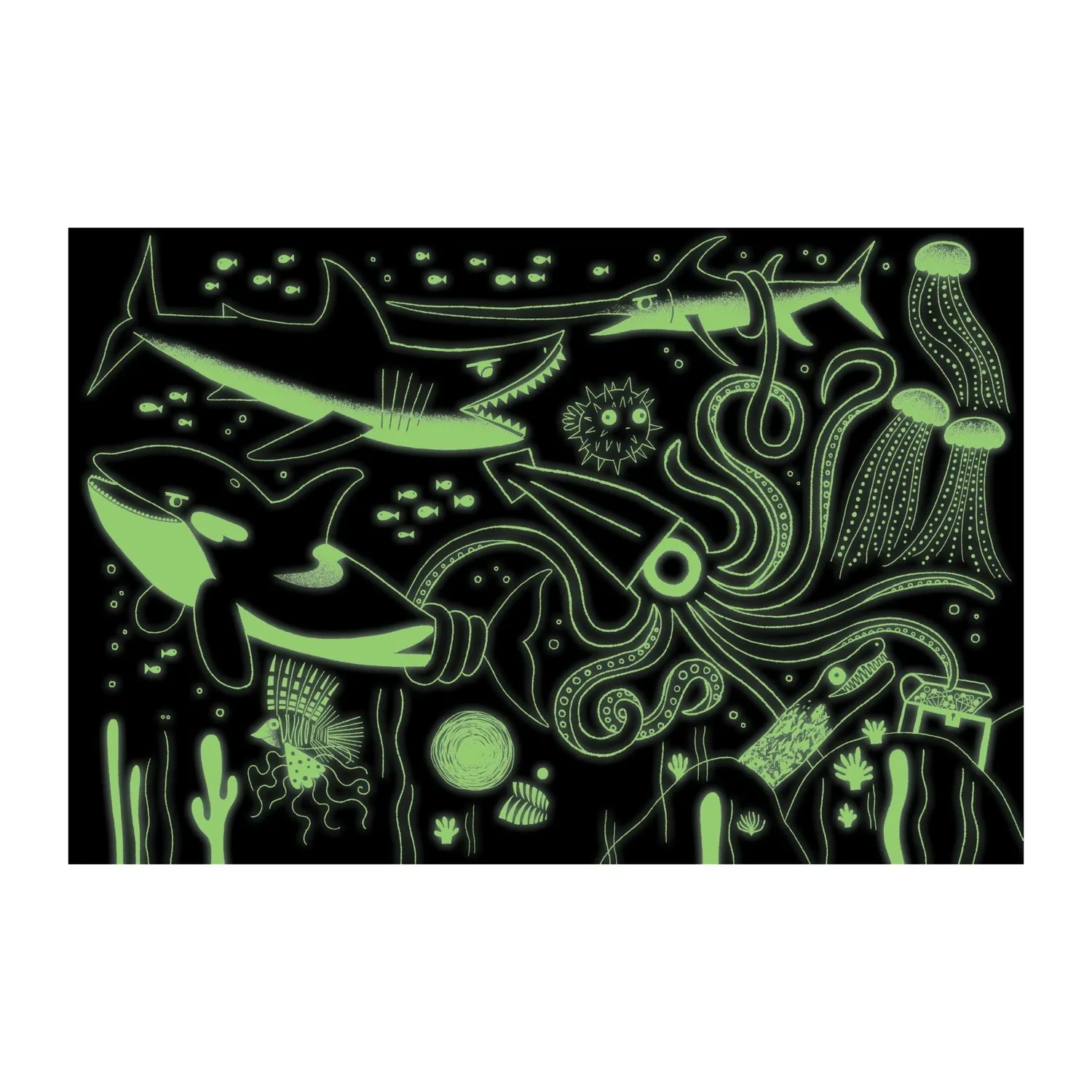 Mudpuppy Ocean Predators puzzle 100 piese glow 5+ ani