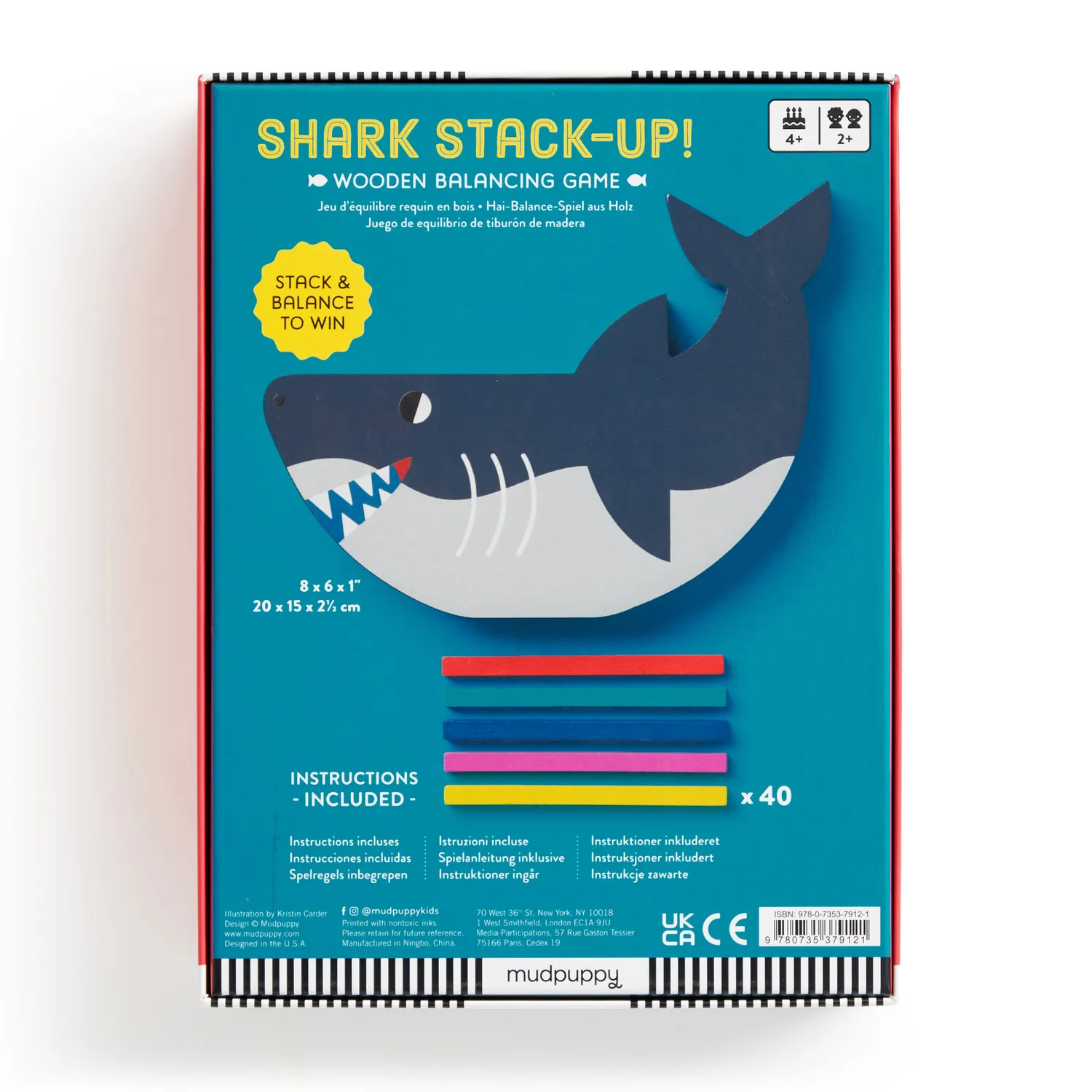 Mudpuppy Shark Stack-up joc echilibru lemn rechin