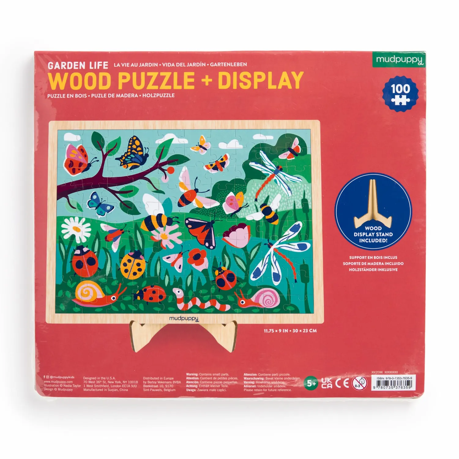 Mudpuppy Garden Life puzzle lemn 100 piese cu suport gradina