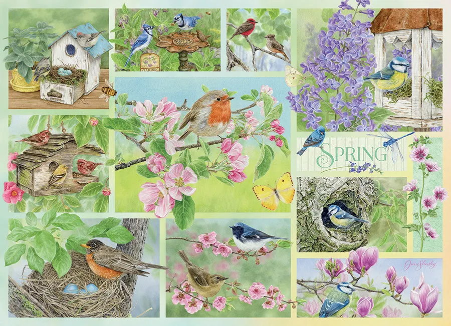Cobble Hill Garden Birds in Spring puzzle 500 piese cu păsări