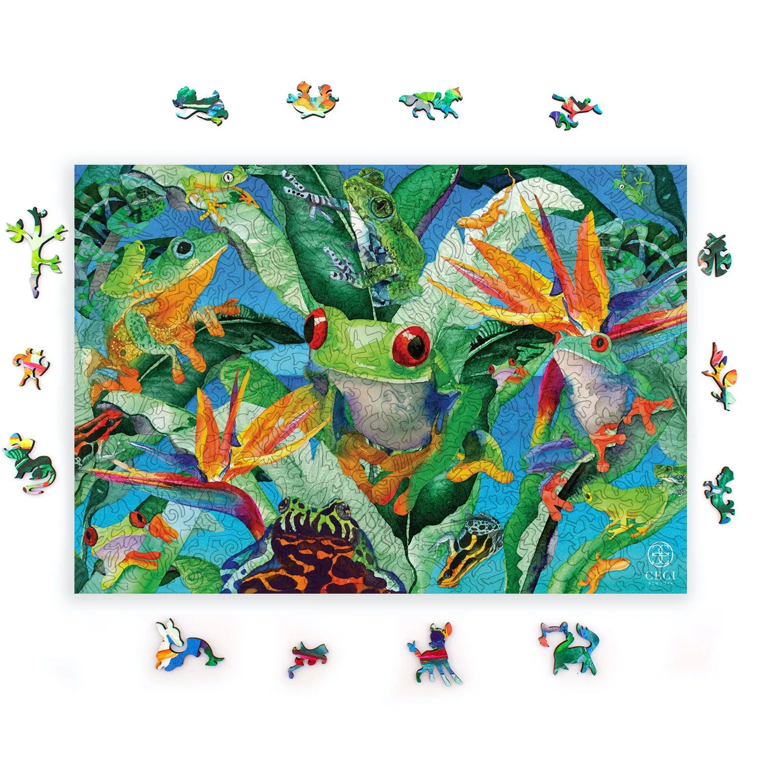 Mosaic Puzzles Ceci New York Frogs of Paradise puzzle lemn 500 piese junglă