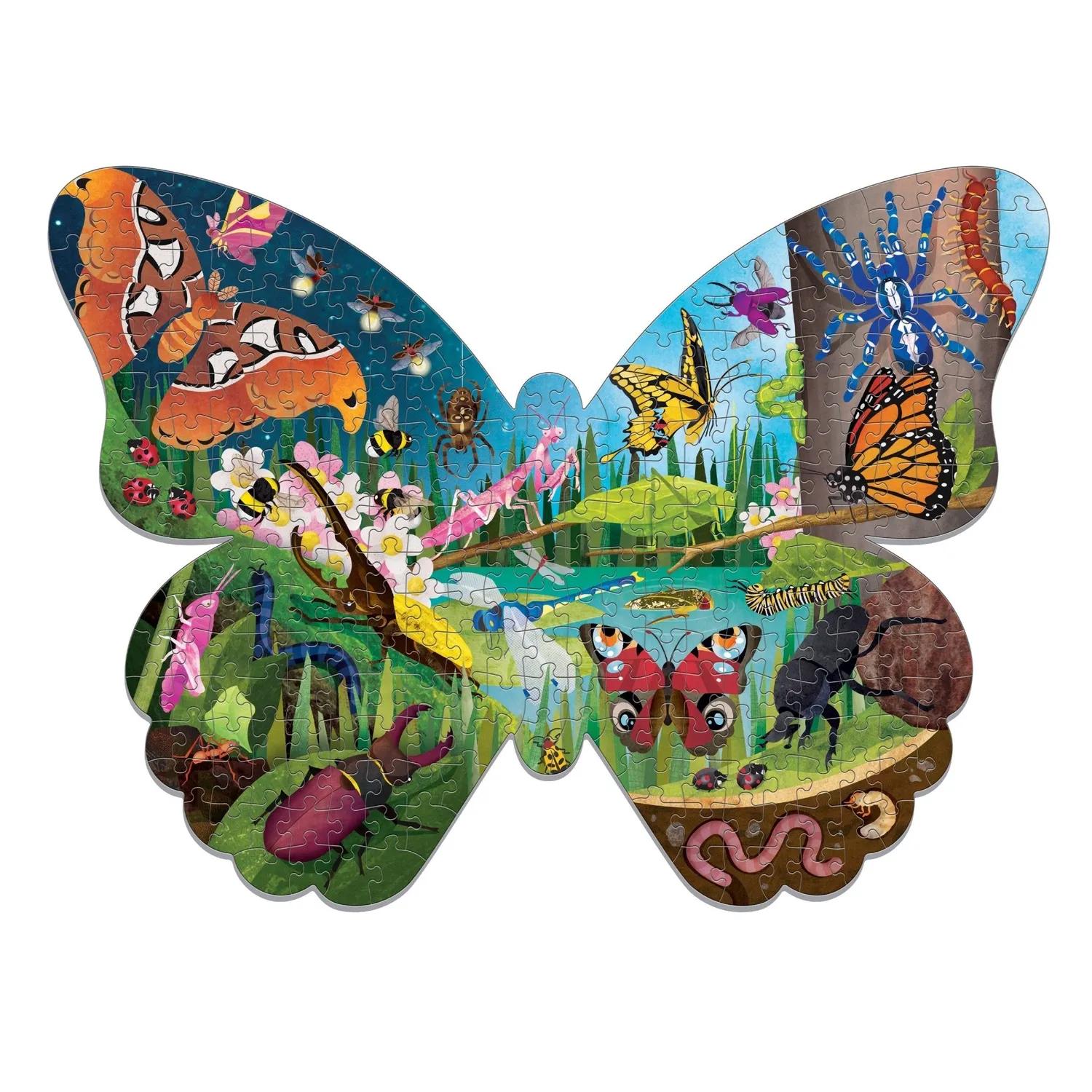 Mudpuppy Bugs & Butterflies puzzle 300 piese forma fluture
