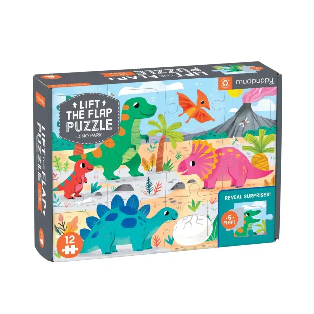 Mudpuppy Dino Park puzzle 12 piese cu clapete