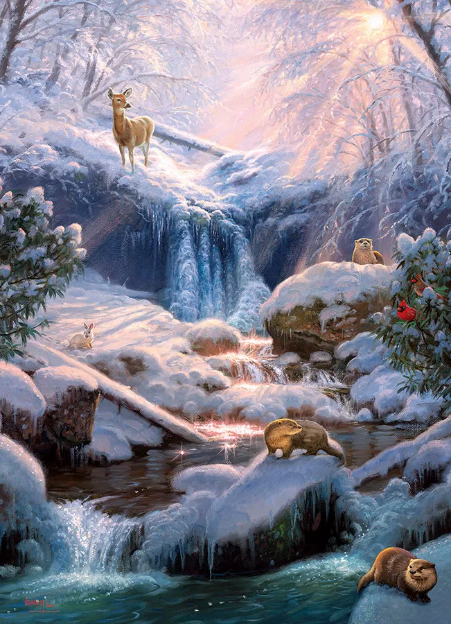 Cobble Hill Mystic Falls in Winter puzzle 1000 piese iarna
