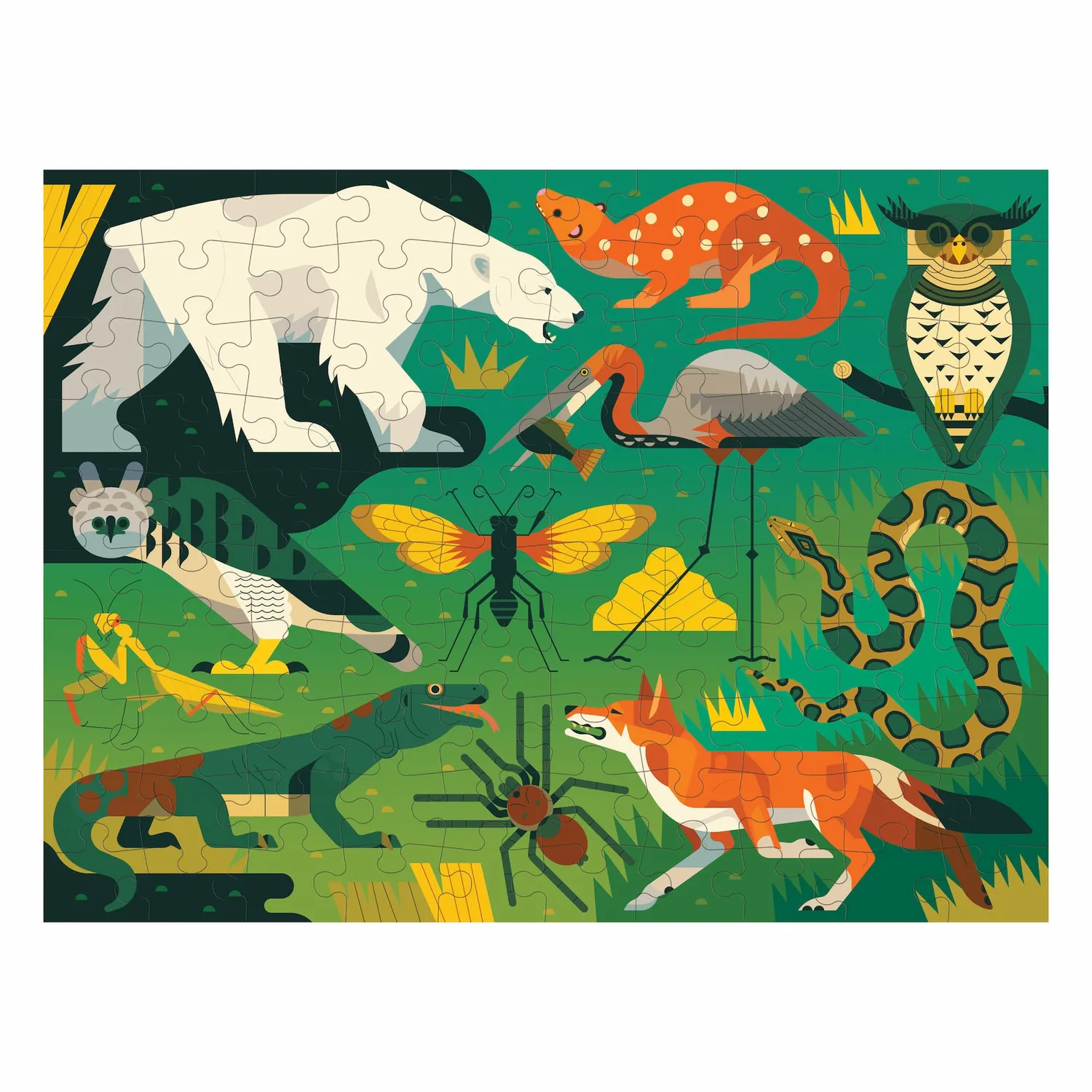 Mudpuppy Land & Sea Predators puzzle dublu 100 piese