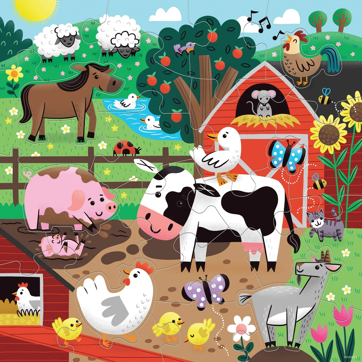 Mudpuppy Farm Friends puzzle podea 25 piese 2+ ani