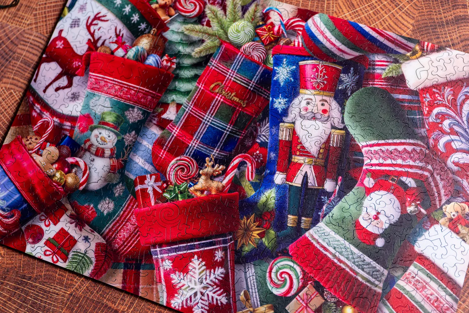 Mosaic Puzzles Santa Stocking puzzle lemn 250 piese Craciun
