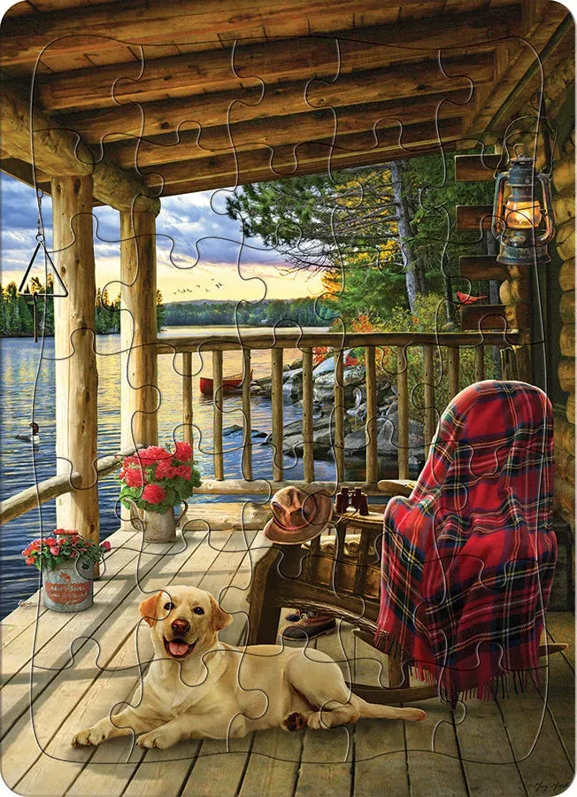 Cobble Hill Lake Cabin Labrador puzzle tavă 35 piese