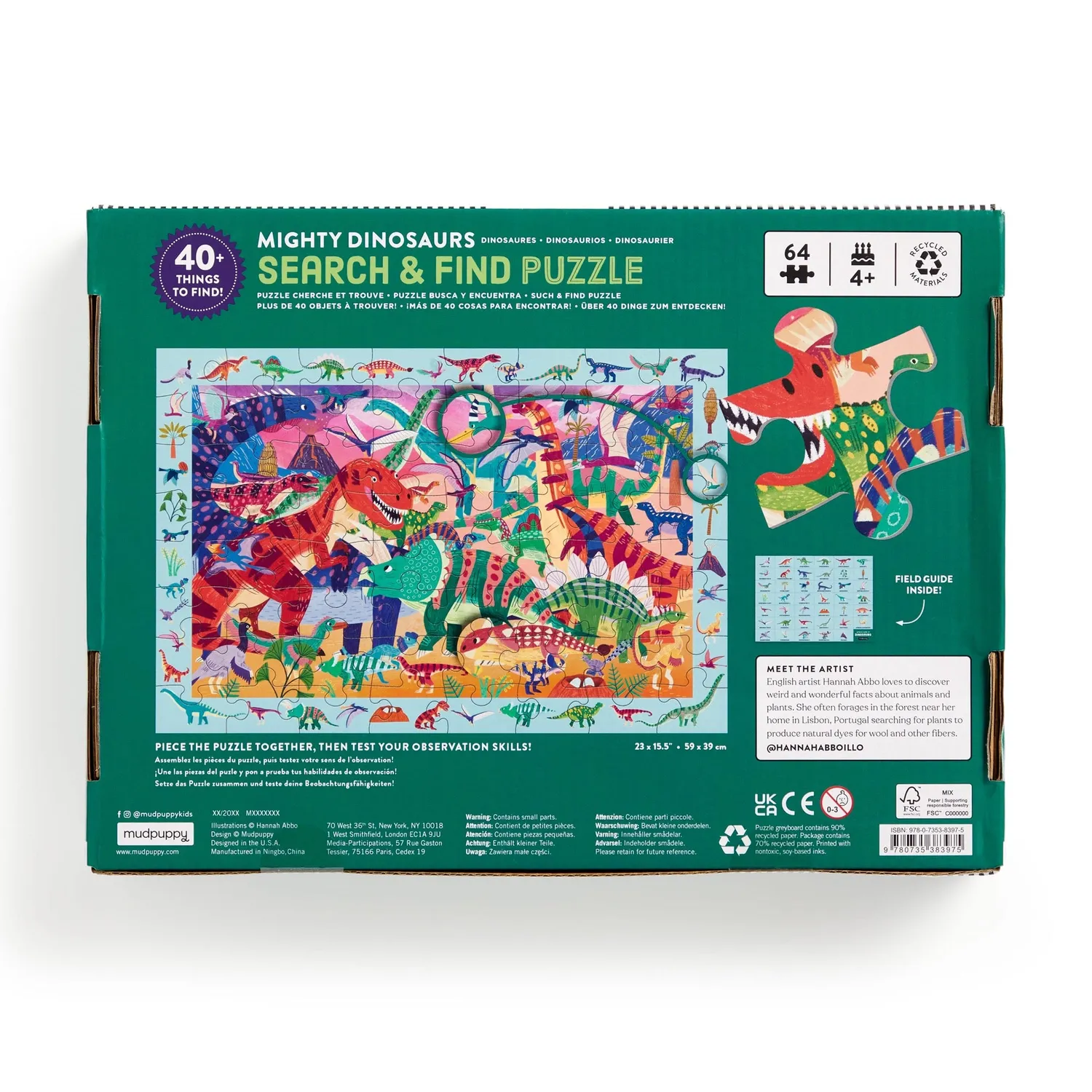 Mudpuppy Mighty Dinosaur Puzzle search find 64 piese 4+ ani