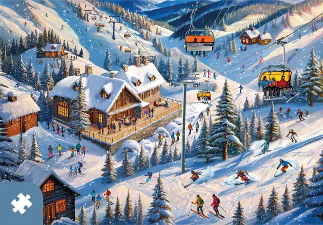 Mosaic Traditions Ski Chalet Getaway puzzle 1000 piese iarna