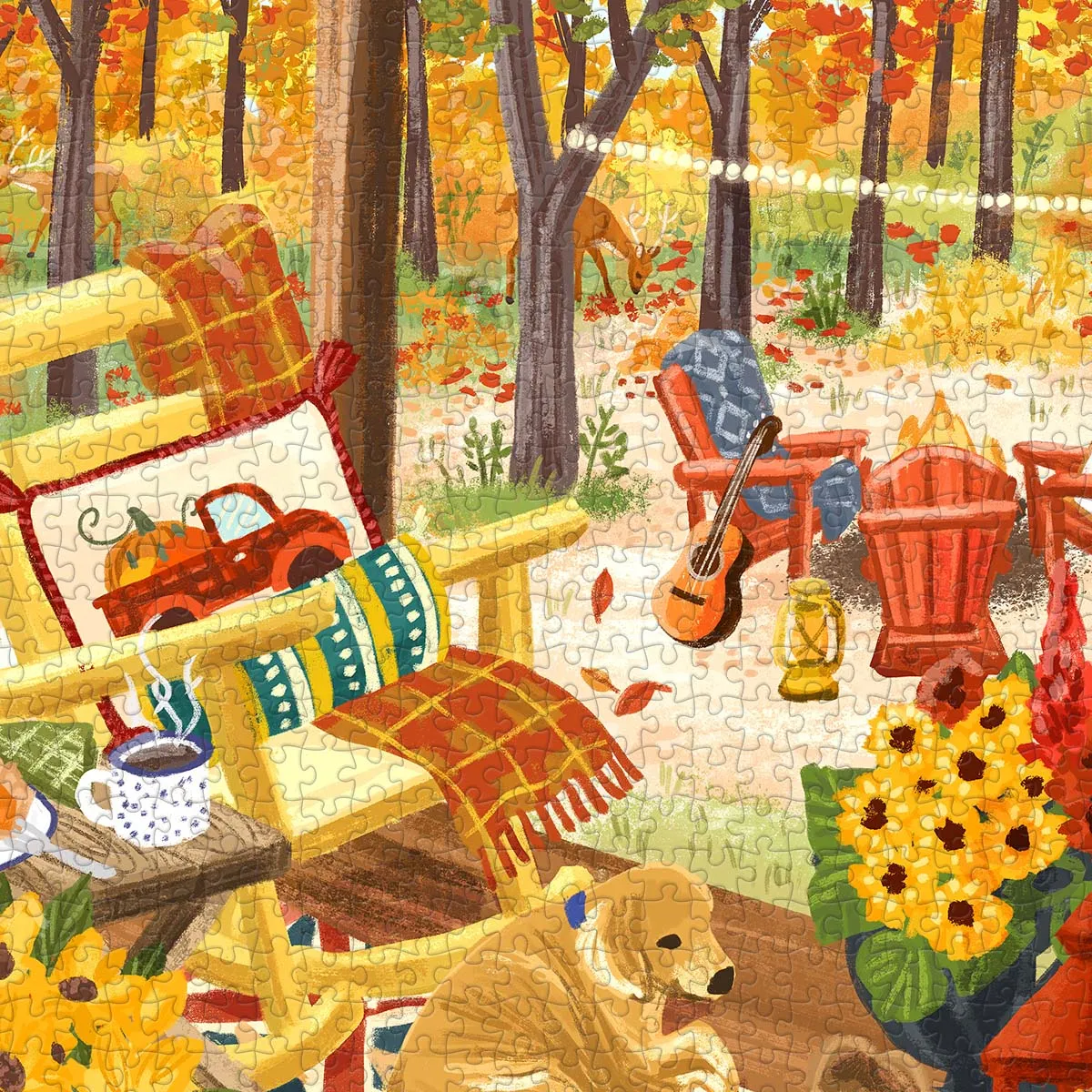 PieceRelax PieceClicks Fall Porch U1094 puzzle 1008 piese toamna