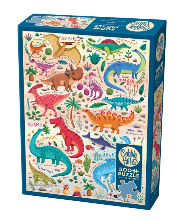 Cobble Hill Rawr! puzzle 500 piese dinozauri colorati