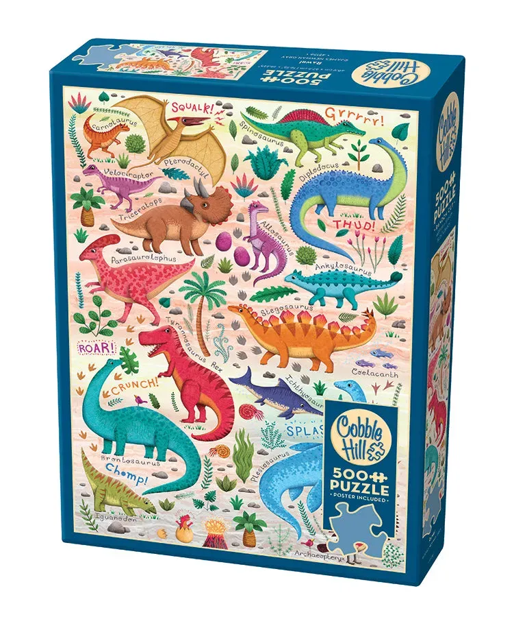 Cobble Hill Rawr! puzzle 500 piese dinozauri colorati
