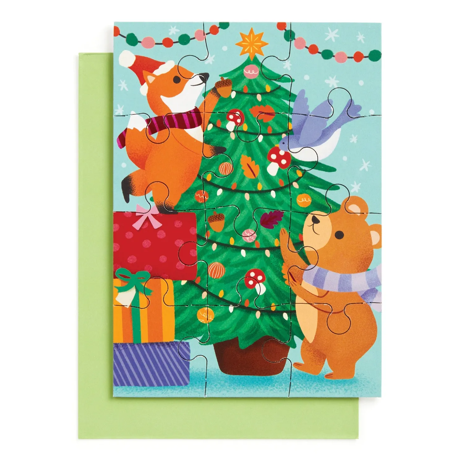 Mudpuppy Christmas Critters felicitare puzzle 12 piese animale