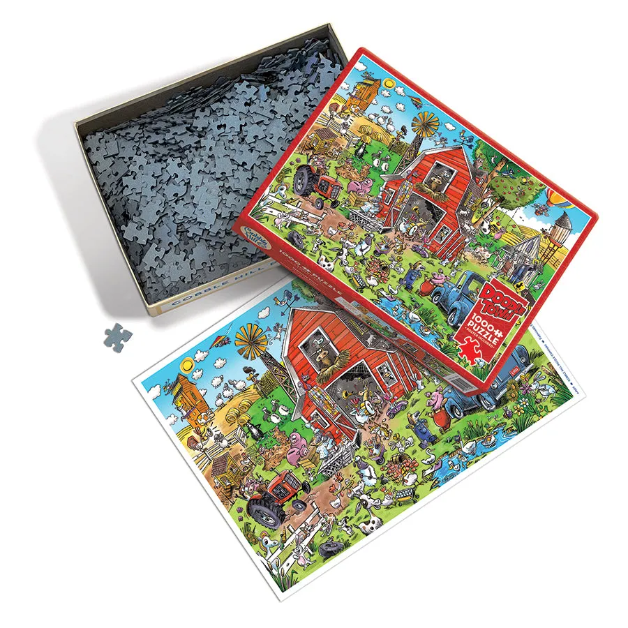 Cobble Hill DoodleTown Farmyard Folly puzzle 1000 piese fermă