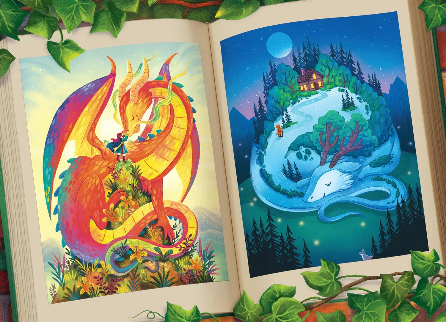 Cobble Hill Family Pieces Night Day puzzle 350 piese dragoni