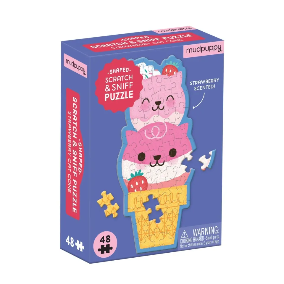Mudpuppy Strawberry Cat Cone puzzle 48 piese parfumat