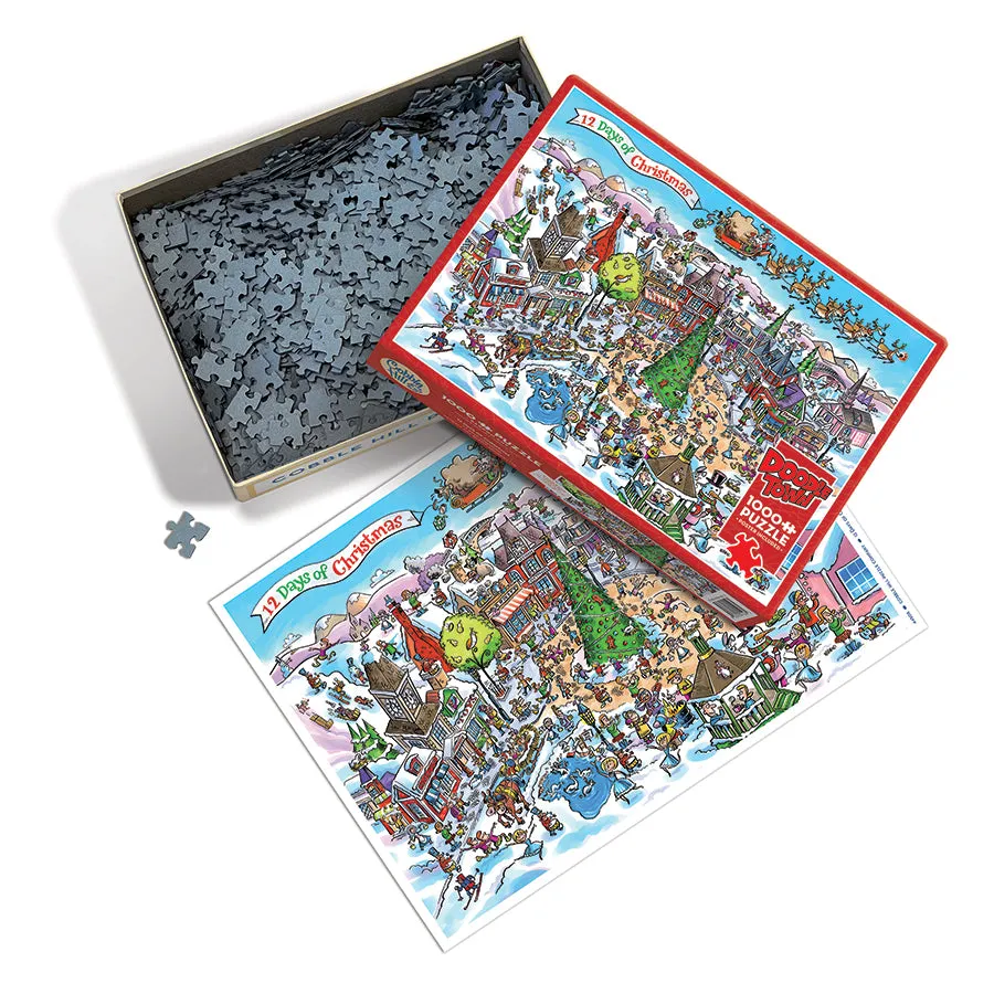Cobble Hill DoodleTown 12 Days of Christmas puzzle 1000 piese