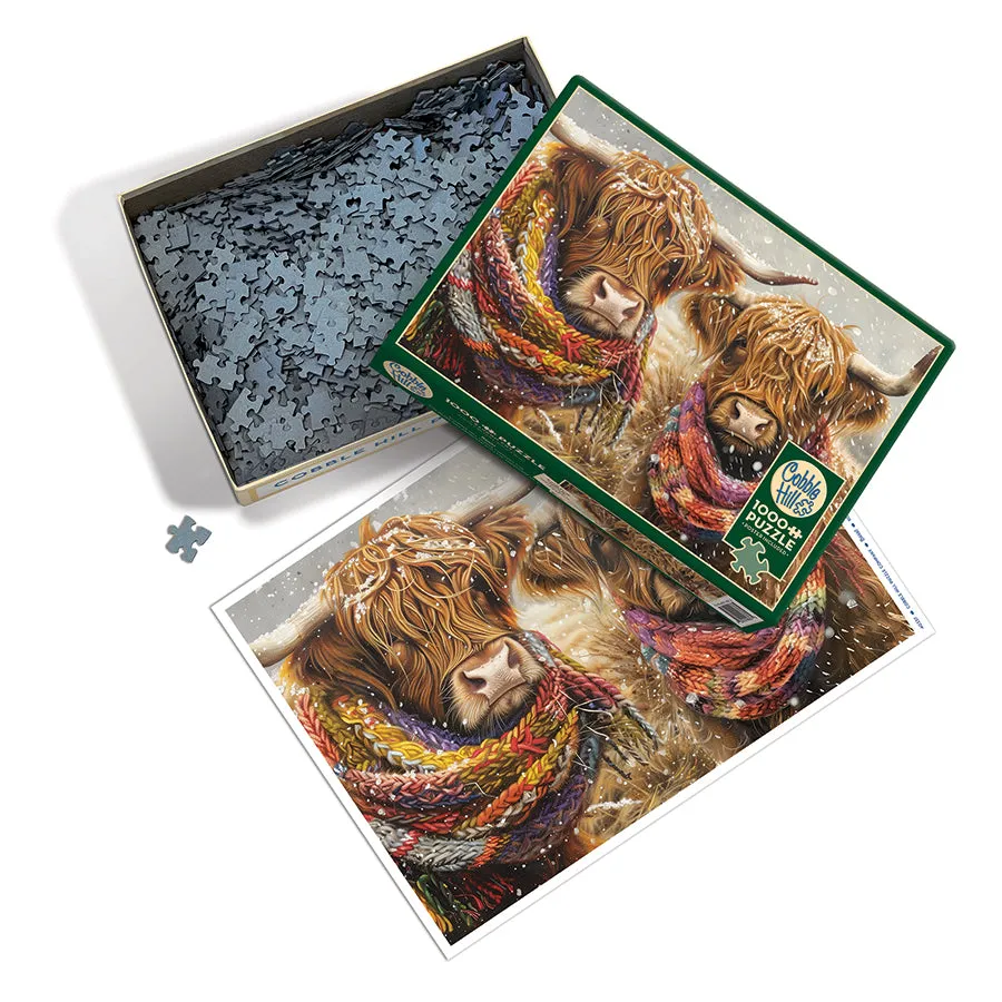 Cobble Hill Brrr! puzzle 1000 piese vaci iarnă