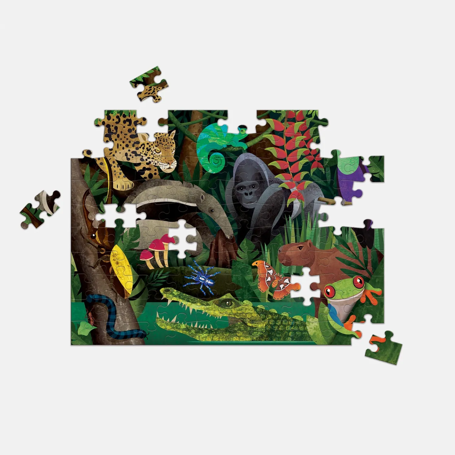 Mudpuppy Rainforest Above Below puzzle 100 piese față-verso