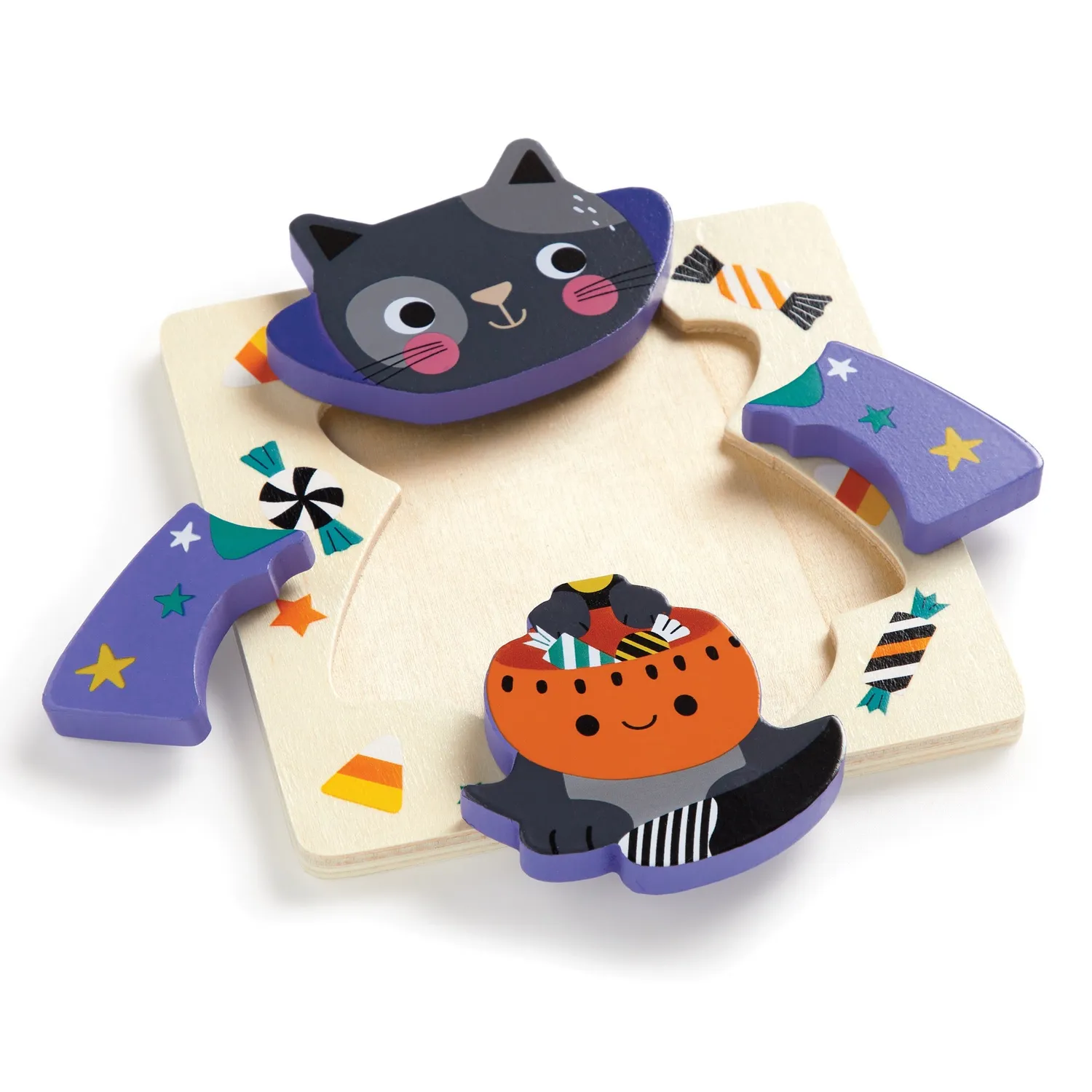 Mudpuppy Spooky Friends puzzle lemn set 4 bucati