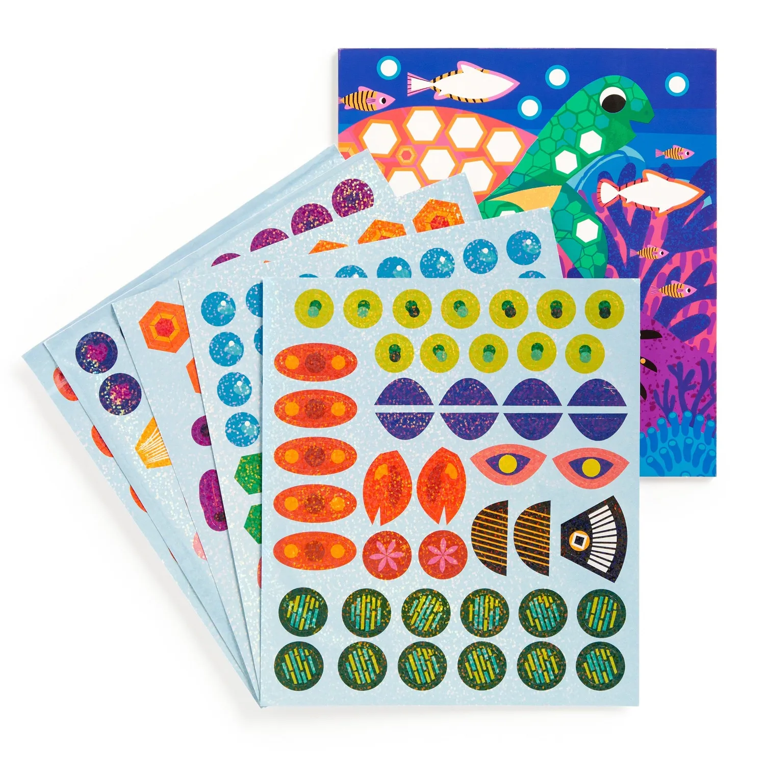 Mudpuppy Ocean Life poster cu stickere 200 sclipici