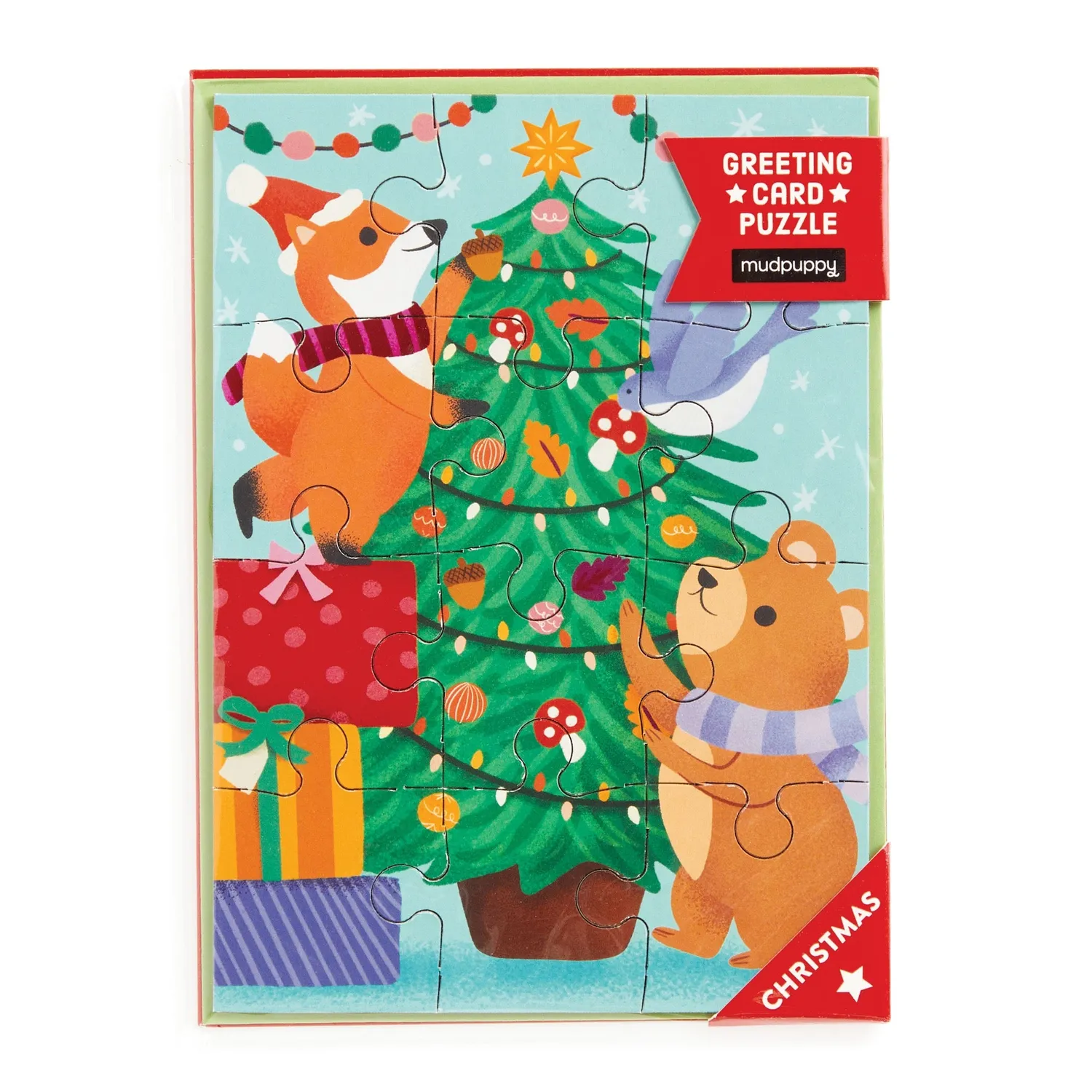 Mudpuppy Christmas Critters felicitare puzzle 12 piese animale