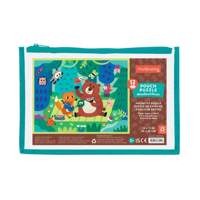 Mudpuppy Woodland Picnic puzzle in saculet 12 piese 36x28 cm
