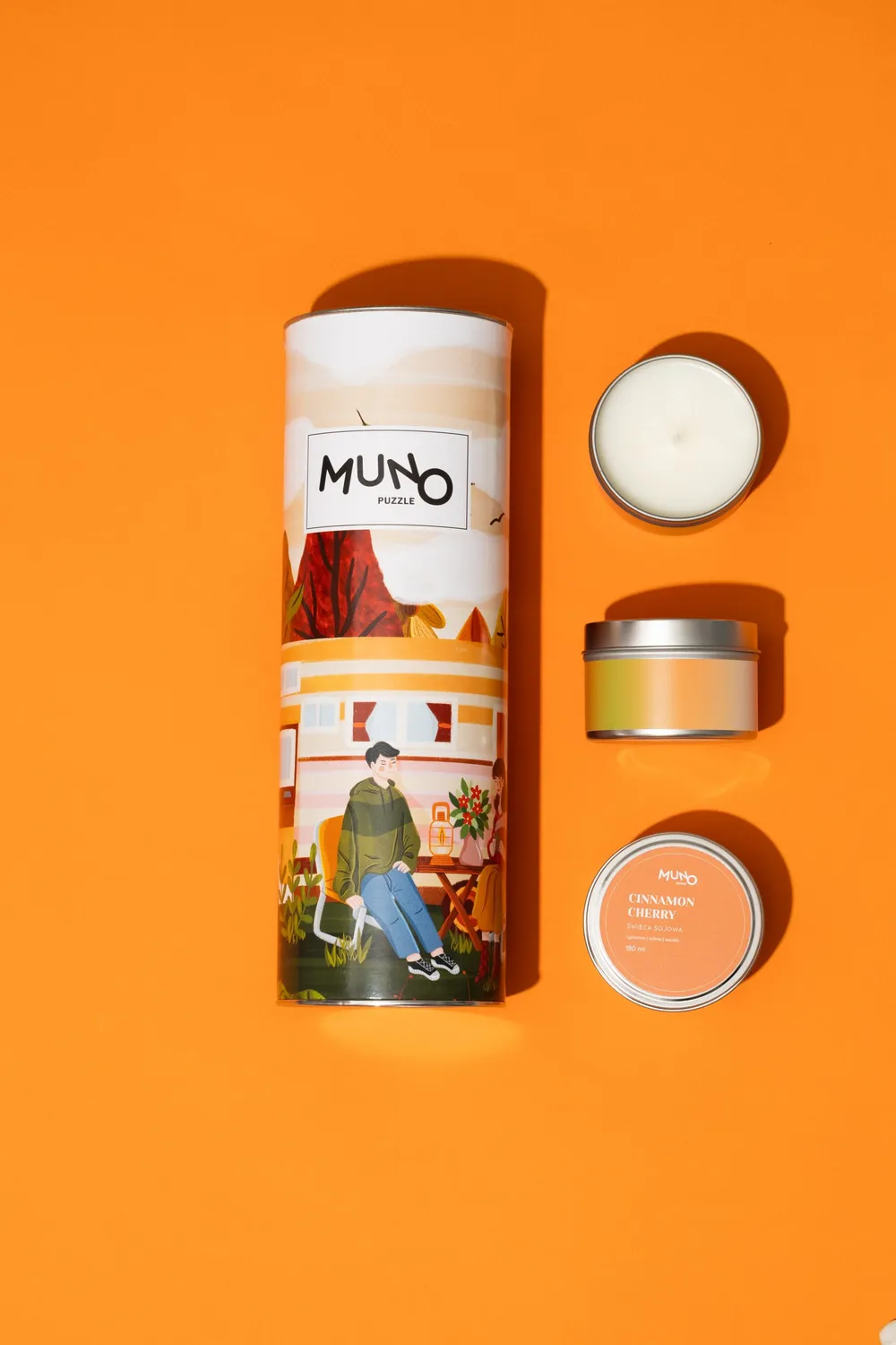 Muno Puzzle MunoCandle Cinnamon Cherry lumanare soia 180ml