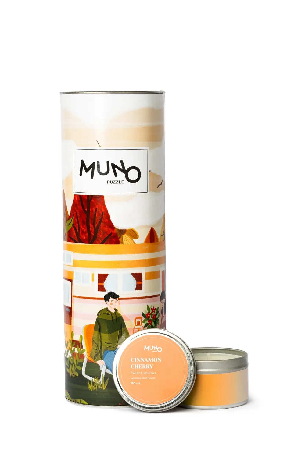 Muno Puzzle MunoCandle Cinnamon Cherry lumanare soia 180ml