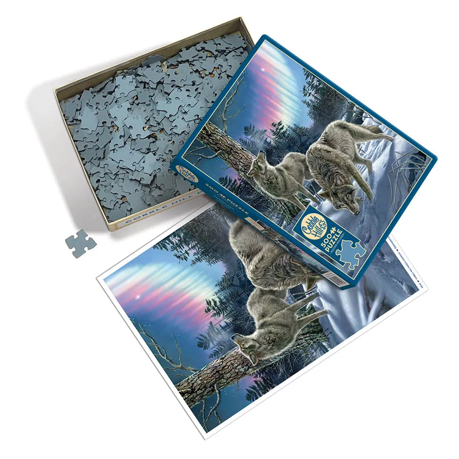 Cobble Hill Northern Lights puzzle 500 piese cu lupi