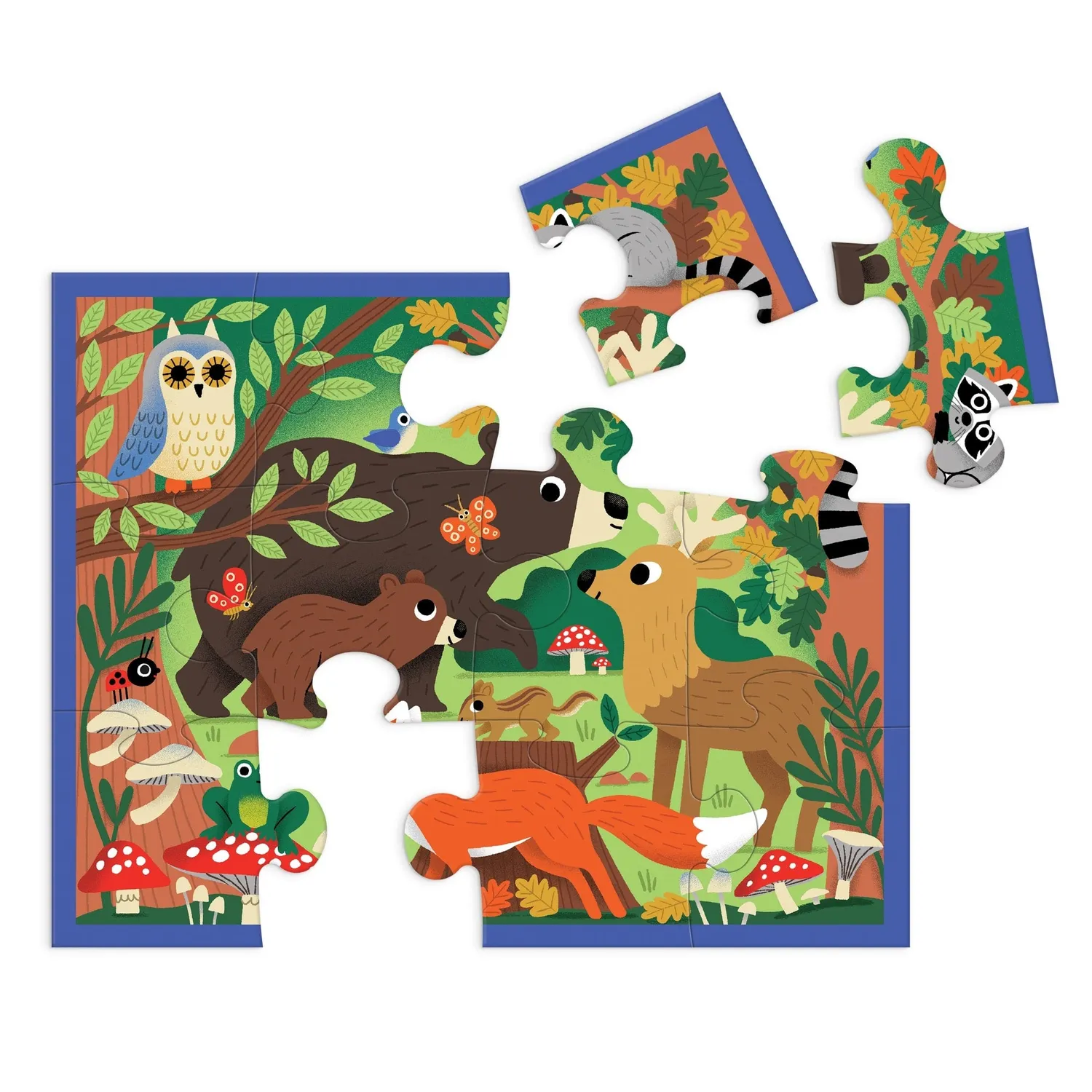 Mudpuppy Woodland puzzle 12 piese pouch animale padure