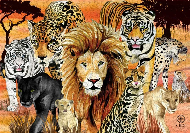 Mosaic Puzzles Big Cats puzzle lemn 500 piese animale
