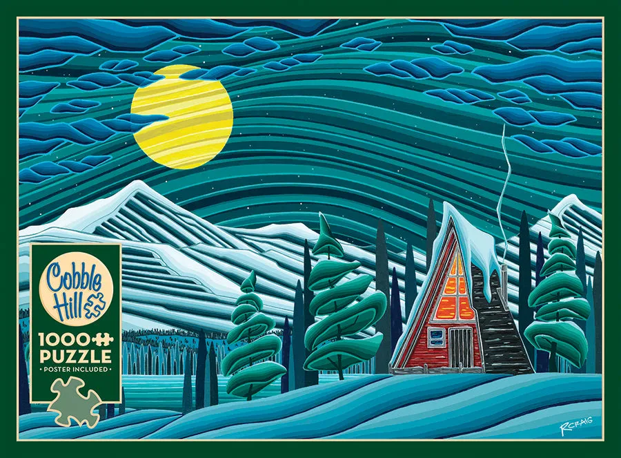 Cobble Hill Winter Tranquility puzzle 1000 piese cabana iarna