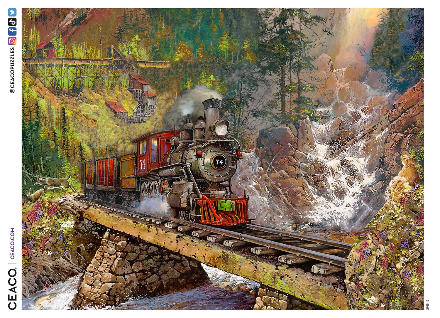 Ceaco Engine 74 puzzle 750 piese tren peisaj montan