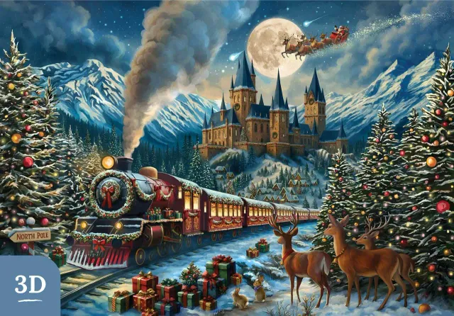 Mosaic Puzzles Heritage 3D Tracks to the North Pole puzzle 500 piese tren