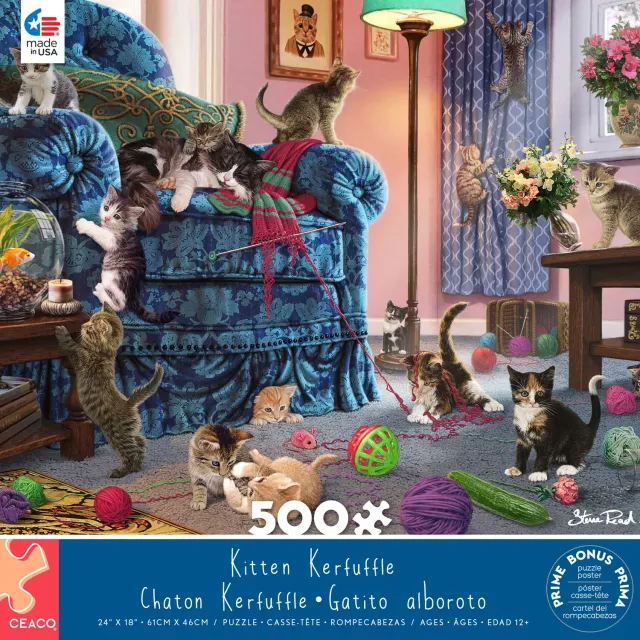Ceaco Paws Gone Wild Kitten Kerfuffle puzzle 500 piese