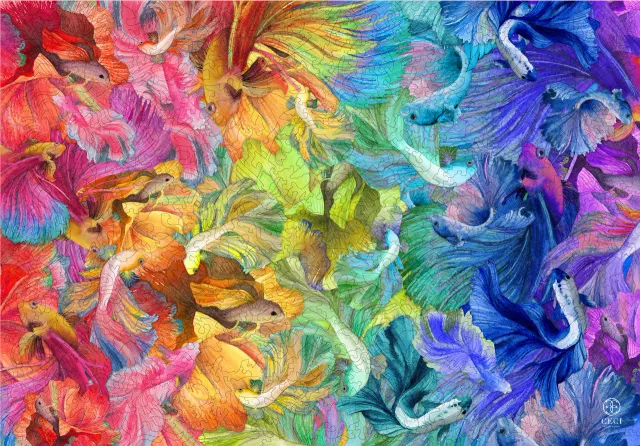 Mosaic Puzzles Rainbow Betta Fish puzzle din lemn 250 piese peste