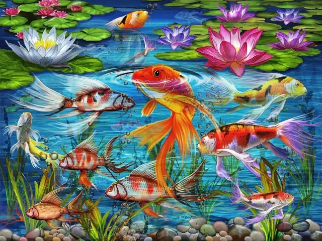 Mosaic Puzzles The Koi Pond puzzle lemn 500 piese crapi