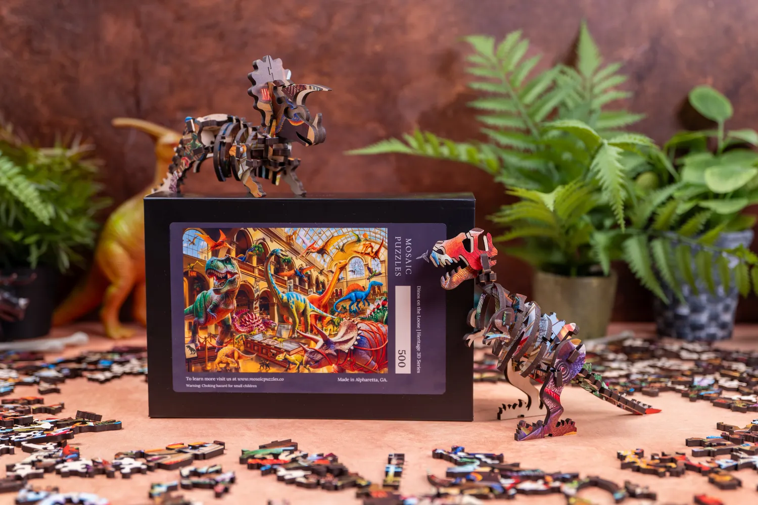 Mosaic Puzzles Heritage 3D Dinos on the Loose puzzle 500 dino
