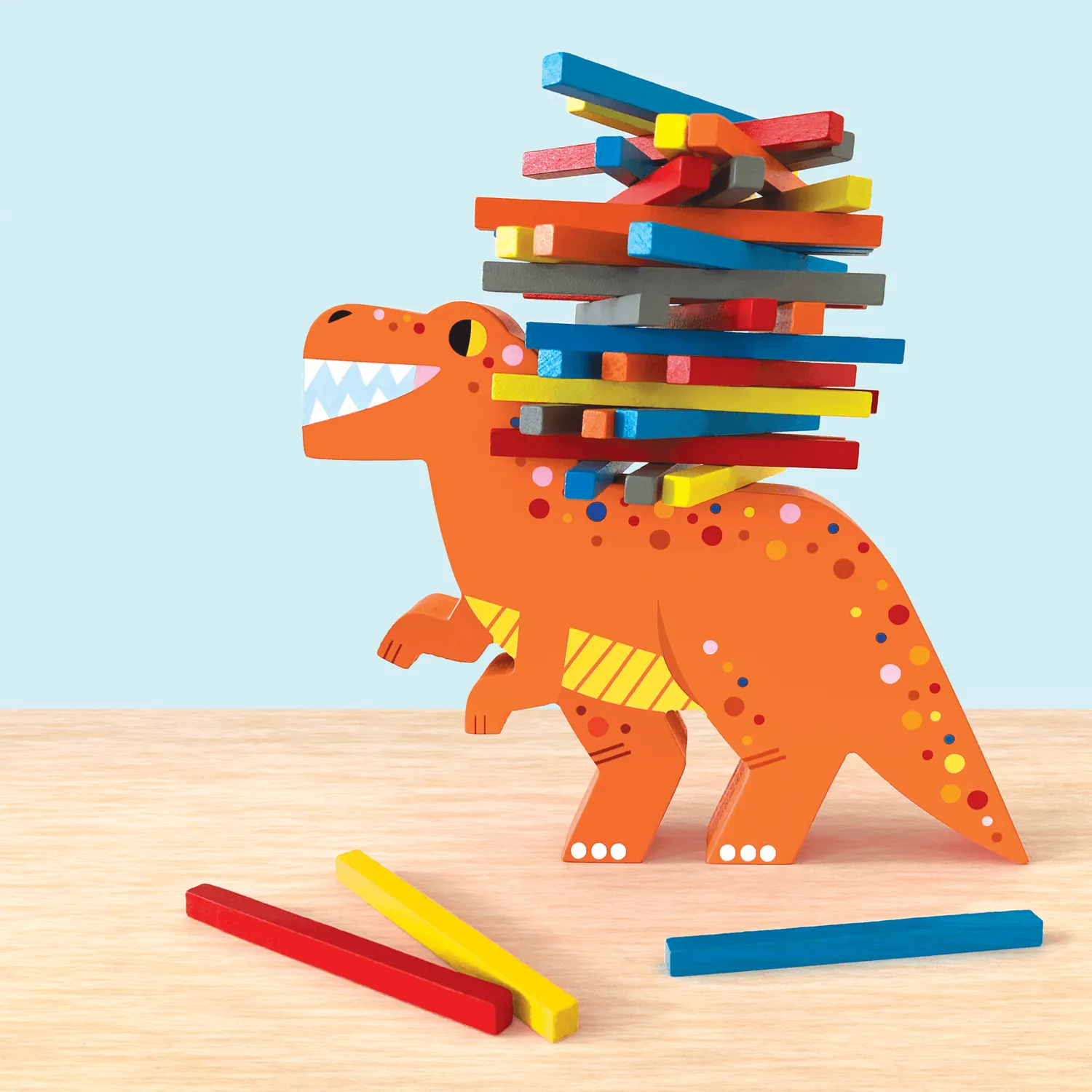 Mudpuppy T-Rex Topple joc echilibru lemn 40 bețe