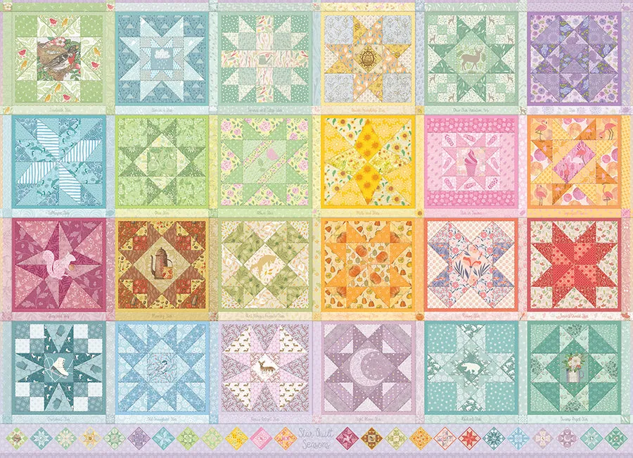 Cobble Hill Star Quilt Seasons puzzle 1000 piese quilt