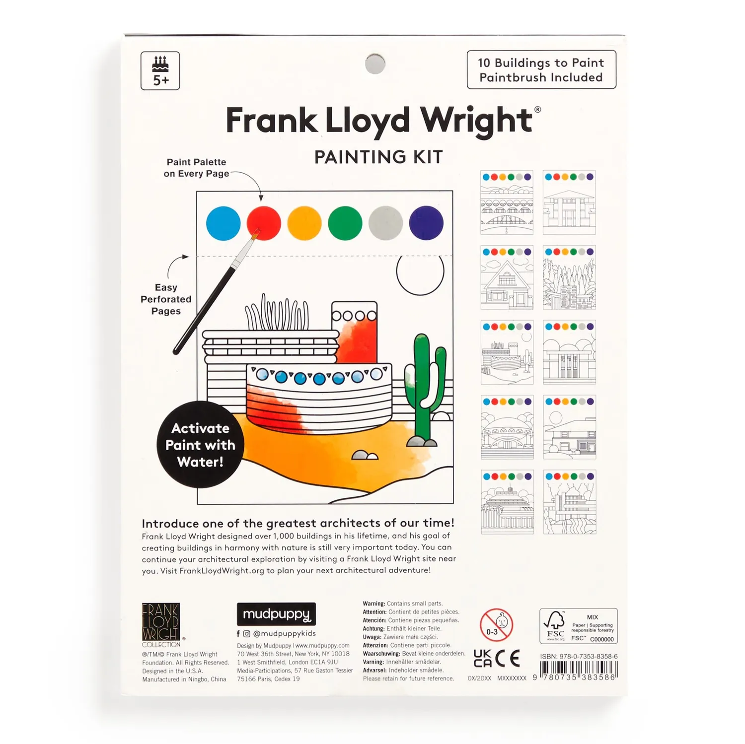Mudpuppy Frank Lloyd Wright Painting Kit acuarele geometrice